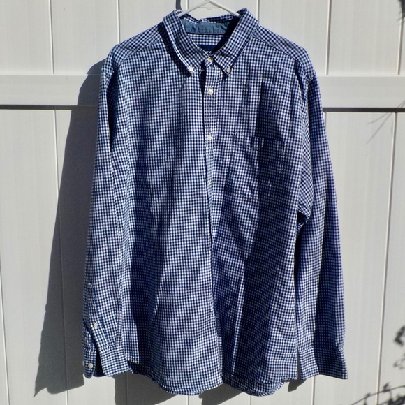 Basic Editions Men's XL Blue & White Checkered Long Sleeve Button-Down Shirt - Picture 1 of 3